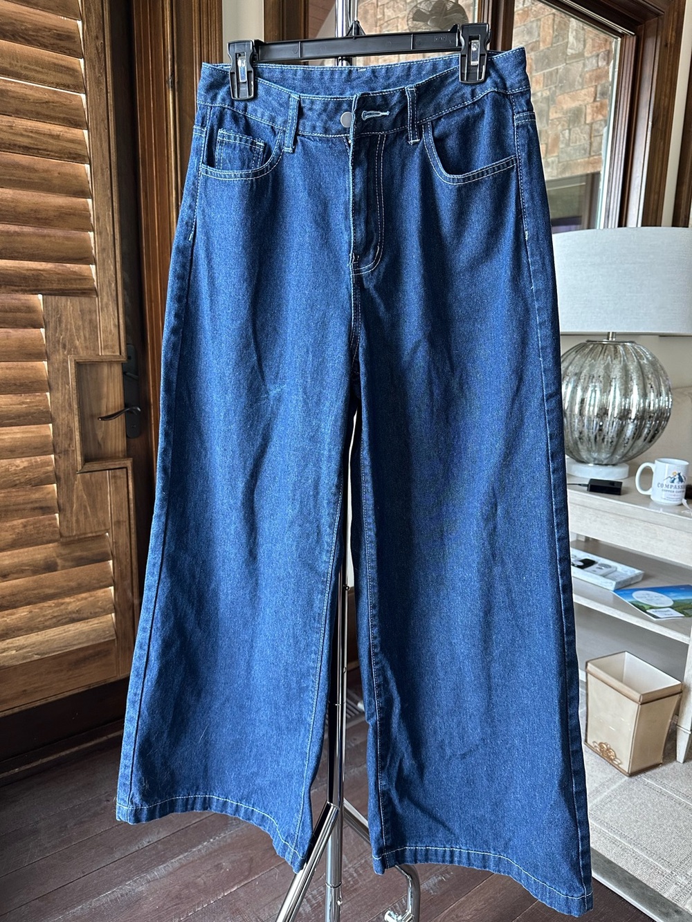 Wide Leg Dark Blue Denim Jeans